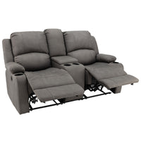 Camper Comfort 67" Powered Wall Hugger Reclining RV | Camper Theater Seats (Slate) | Double Recliner RV Sofa & Console | RV Couch | Wall Hugger Recliner | RV Theater Seating | RV Furniture | Theater Seat