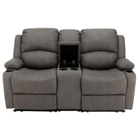 Camper Comfort 67" Powered Wall Hugger Reclining RV | Camper Theater Seats (Slate) | Double Recliner RV Sofa & Console | RV Couch | Wall Hugger Recliner | RV Theater Seating | RV Furniture | Theater Seat