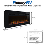 RV 36" Electric Fireplace with Wood Log Insert