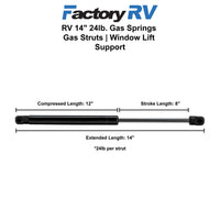 RV 14" 24lb. Gas Springs | Gas Struts | Window Lift Support | 2 Pack