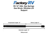 RV 14" 24lb. Gas Springs | Gas Struts | Window Lift Support | 2 Pack