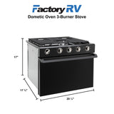 RV Oven 3-Burner Stove with Range 17" Tall