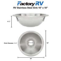 RV Sink Stainless Steel 10" x 10"