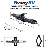 5000 lb. 30" RV Scissor Leveling Stabilizer Jack 2 Pack with Handle