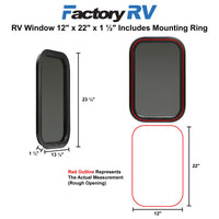 RV Window 12" X 22" X 1½" Includes Mounting Ring