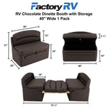 RV Chocolate Dinette Booth with Storage | Converts to Bed