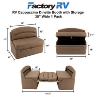 RV Cappuccino Dinette Booth with Storage | Converts to Bed