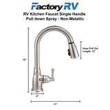 RV Kitchen Faucet Single Handle Pull Down Spray | Non-Metallic