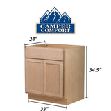 Camper Comfort (Ready-to-Assemble) Raw Maple 33"Wx34.5"Hx24"D Base Cabinet