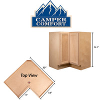 Camper Comfort (Ready-to-Assemble) Raw Maple 18"D x 30" W x 34.5" Lazy Susan Cabinet