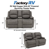 RV Wall Hugger Sofa 65" Powered Reclining Theater Seats