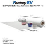 RV White PVC Roofing Membrane Roof Kit 9'6"