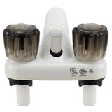 RV Shower & Bathtub Diverter Faucet White | Smoke Handles