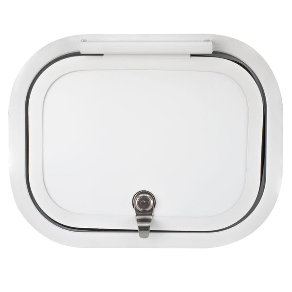 RV Baggage Door Round White 12" X 9"