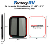 RV Horizontal Sliding Window 18" X 22" X 1½" Includes Mounting Ring and Screen