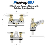 RV Bathroom Faucet | Chrome with Polished Brass Handles