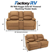 RV Wall Hugger Sofa 65" Powered Reclining Theater Seats