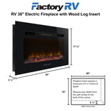 RV 30" Electric Fireplace with Wood Log Insert