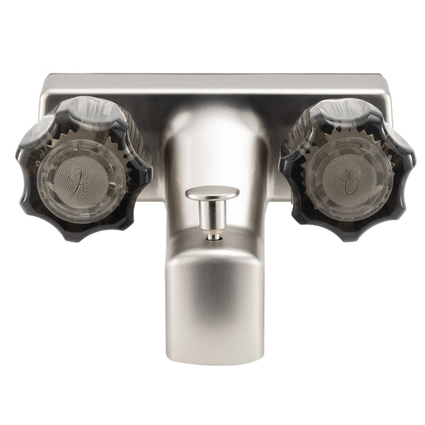 RV Shower & Bathtub Diverter Faucet | Brushed Nickel with Smoked Handles