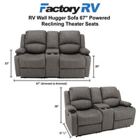 RV Wall Hugger Sofa 67" Powered Reclining Theater Seats