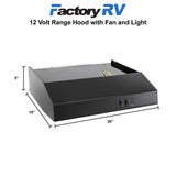 12 Volt RV Range Hood with Fan and Light