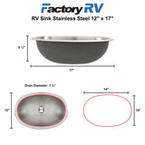 RV Sink Stainless Steel 12" x 17"