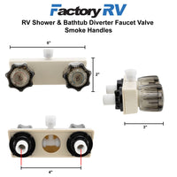 RV Shower & Bathtub Diverter Faucet Valve | Smoke Handles