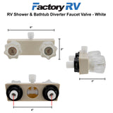 RV Shower & Bathtub Diverter Faucet Valve | White