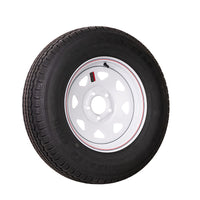 FactoryRVSurplus  15" White Spoke Trailer Wheel ST225/75R15 Tire Mounted (6x5.5) Bolt Circle
