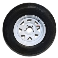 14" White Spoke Trailer Wheel ST205/75R14 Tire Mounted (5x4.5) Bolt Circle
