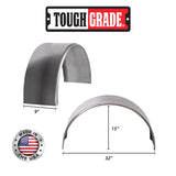 ToughGrade Round Steel Trailer Fenders | Smooth Fender 9"W X 32"L X 15"H | Car Haulers | Landscape Trailers | Utility Trailers