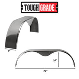 ToughGrade | Cargo Trailer Aluminum Smooth Tandem Teardrop Fender 8x72x20 | 2 pack