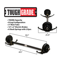 ToughGrade 7000# 86.5 Hub FaceF 68.5 Spring Center Underslung Idler Axle 8 lug-4.5 | Cargo Trailer Axle | 7k Axle | Medium Duty Trailer Axle