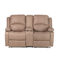 Camper Comfort 67" Wall Hugger Reclining RV | Camper Theater Seats (Cappuccino) | Double Recliner RV Sofa & Console | RV Couch | Wall Hugger Recliner | RV Theater Seating | RV Furniture | Theater Seat