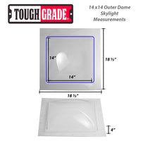 ToughGrade RV/Camper Dome Skylights - Acrylic Replacement Skylights | 14x14 Outer Dome Clear