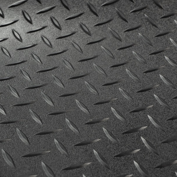 8' 2" wide Diamond Plate Pattern RV Flooring Black "Select Length"