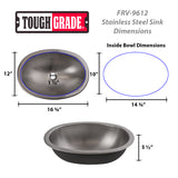 Toughgrade Stainless Steel RV Sink 12"x17" | 22 Gauge Stainless | RV Sink | Camper Sink | Single Bowl Sink