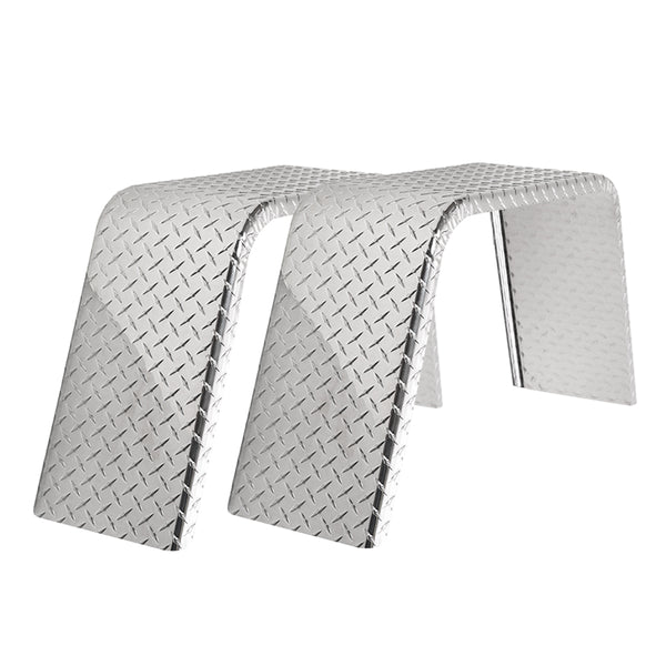ToughGrade 2-Pack Aluminum Diamond Plate Flat Top Trailer Fenders 10" X 34" X 17"
