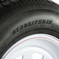 15" White Mod Trailer Wheel ST205/75D15 Tire Mounted (5x4.5) bolt circle