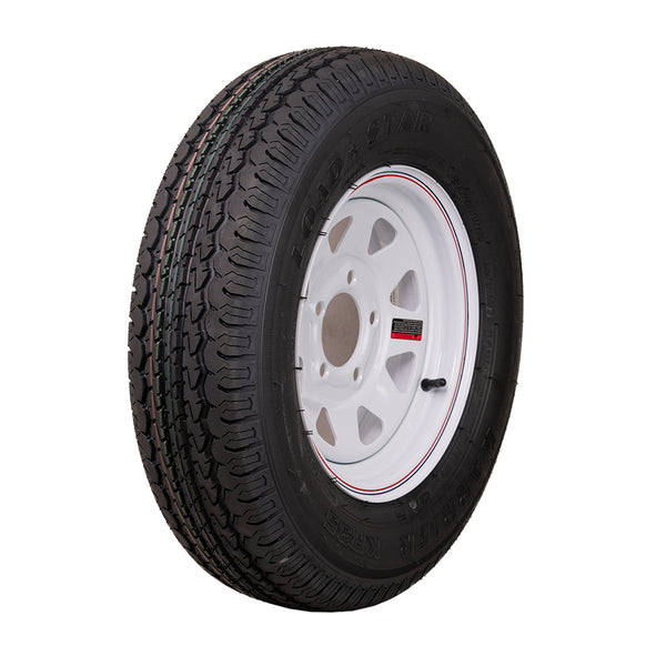 13" White Spoke Trailer Wheel ST175/80D13 Tire Mounted (5x4.5) bolt circle