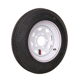 12" White Spoke Trailer Wheel 480/12 Tire Mounted (5x4.5) Bolt Circle