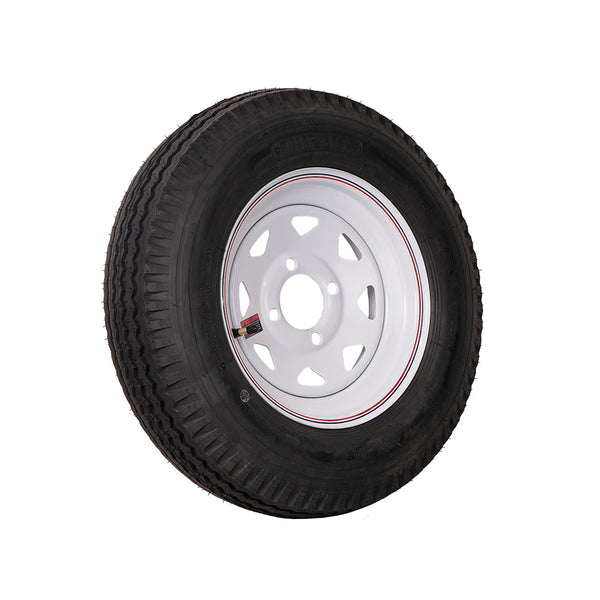 12" White Spoke Trailer Wheel 530X12 Tire Mounted (4x4) Bolt Circle