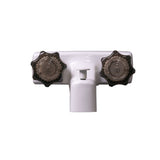 ToughGrade White Two Handle RV Lavatory Faucet with Smoked Knobs