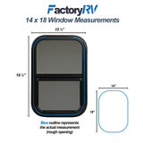 ToughGrade Vertical Black RV window 14" X 18" X 1 1/2" Includes Mounting Ring and Screen