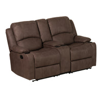 Camper Comfort 67" Wall Hugger Reclining RV | Camper Theater Seats (Chocolate) | Double Recliner RV Sofa & Console | RV Couch | Wall Hugger Recliner | RV Theater Seating | RV Furniture | Theater Seat