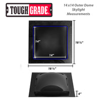 ToughGrade RV/Camper Dome Skylights - Acrylic Replacement Skylights | 14x14 Outer Dome Smoke