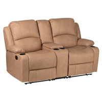 Camper Comfort 67" Wall Hugger Reclining RV | Camper Theater Seats (Sand) | Double Recliner RV Sofa & Console | RV Couch | Wall Hugger Recliner | RV Theater Seating | RV Furniture | Theater Seat