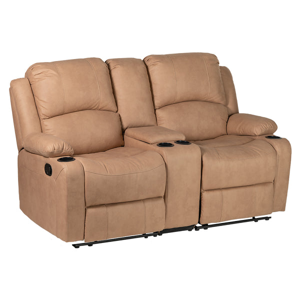 Camper Comfort 65" Wall Hugger Reclining RV | Camper Theater Seats (Sand) | Double Recliner RV Sofa & Console | RV couch | Wall Hugger Recliner | RV Theater Seating | RV Furniture | Theater Seat
