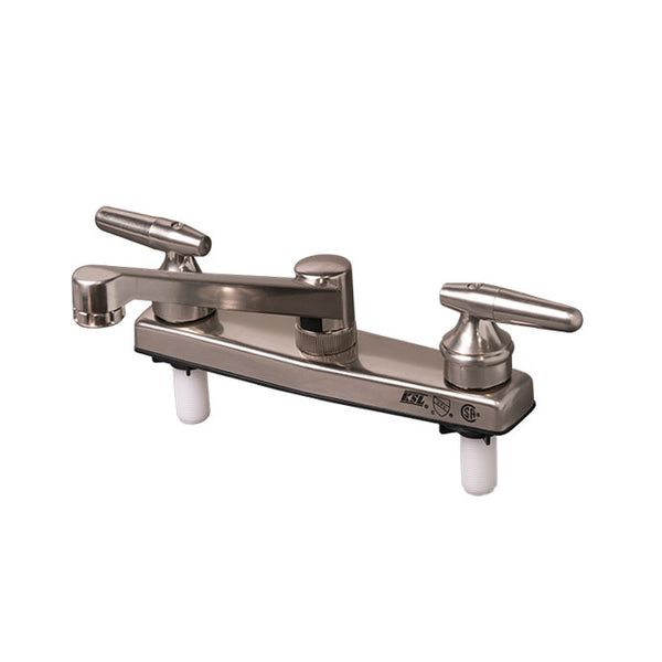 ToughGrade 8" RV Faucet Brushed Nickel with Dual Lever Handles.
