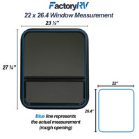 RV Vertical Sliding Window 22" X 26.4" X 1½" Includes Mounting Ring and Screen